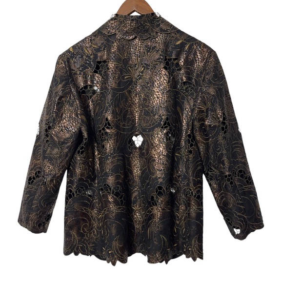 Chicos Womens Scroll Print Jacket Size 1 (S) Metallic Accent - Picture 3 of 4